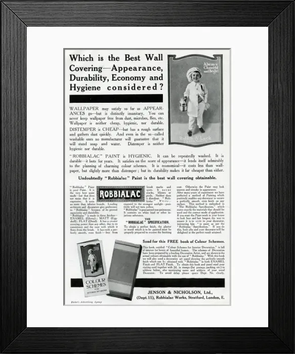 Framed Print : Advertisement for Robbialac paint Framed Print : Advertisement for Robbialac paint