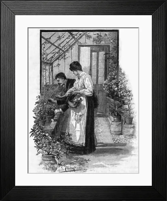 Framed Print : Gardening tasks, pest control, 1891