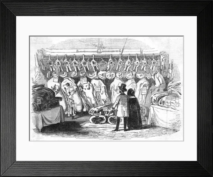 Framed Print : Butchers shop, 1843 Framed Print : Butchers shop, 1843