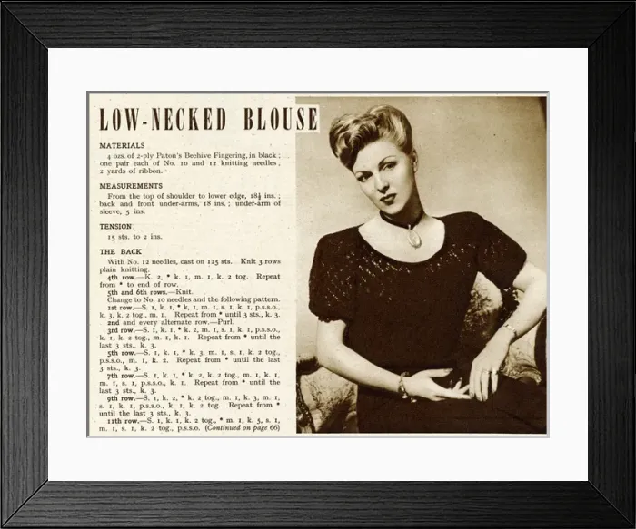 Framed Print : Knitting pattern 1945 Framed Print : Knitting pattern 1945
