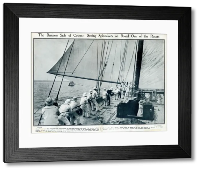 Framed Print : Setting spinnakers on board a yacht at Cowes, IOW Framed Print : Setting spinnakers on board a yacht at Cowes, IOW