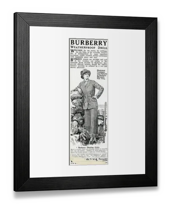 Framed Print : Advertisement for Burberry weatherproof clothes Framed Print : Advertisement for Burberry weatherproof clothes