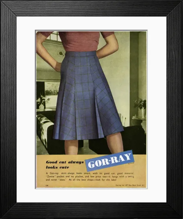 Framed Print : Advert for Gor-ray Koneray pocket skirts 1946 Framed Print : Advert for Gor-ray Koneray pocket skirts 1946