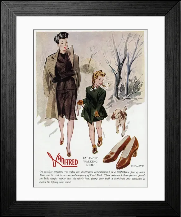 Framed Print : Advert for Vani-tred shoes 1946 Framed Print : Advert for Vani-tred shoes 1946