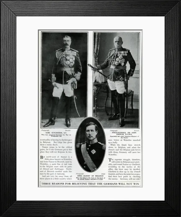 Framed Print : Kitchener, French, and King Albert of Belgium, WW1 Framed Print : Kitchener, French, and King Albert of Belgium, WW1