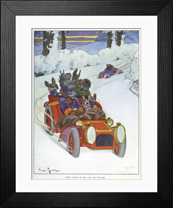 Framed Print : Pug Peter -- animals in a red car Framed Print : Pug Peter -- animals in a red car