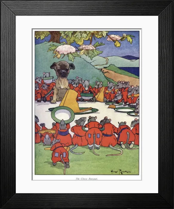 Framed Print : Pug Peter -- dog with mice and cheese Framed Print : Pug Peter -- dog with mice and cheese