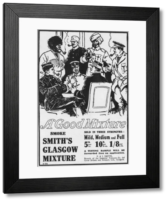 Framed Print : Smiths Glasgow Mixture Tobacco advertisement, World War One Framed Print : Smiths Glasgow Mixture Tobacco advertisement, World War One
