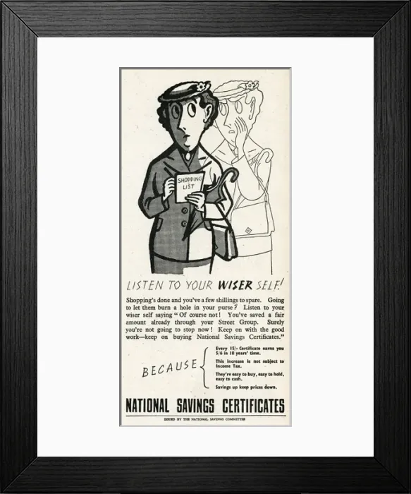 Framed Print : Advert from the National Savings Committee 1946 Framed Print : Advert from the National Savings Committee 1946