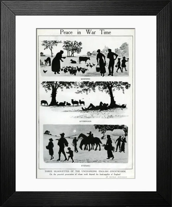 Framed Print : Peace in wartime, rural silhouettes, WW1 Framed Print : Peace in wartime, rural silhouettes, WW1
