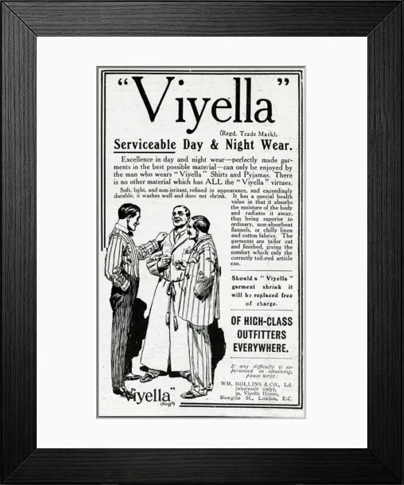 Framed Print : Advertisement for Viyella day and night wear Framed Print : Advertisement for Viyella day and night wear