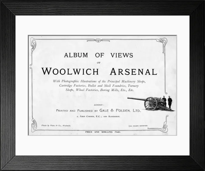 Framed Print : Title page design, Album of Views of Woolwich Arsenal Framed Print : Title page design, Album of Views of Woolwich Arsenal