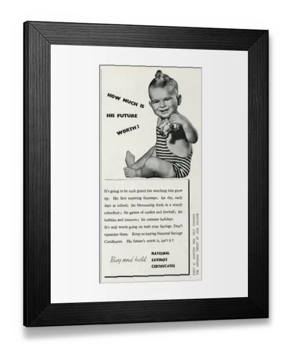 Framed Print : Advert for National Savings Certificates 1946 Framed Print : Advert for National Savings Certificates 1946