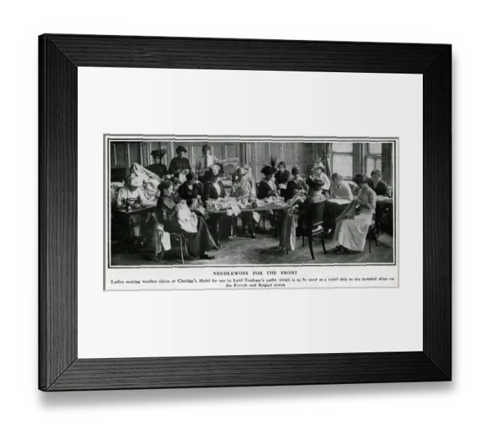 Framed Print : Needlework for the war effort, Claridges Hotel, WW1 Framed Print : Needlework for the war effort, Claridges Hotel, WW1
