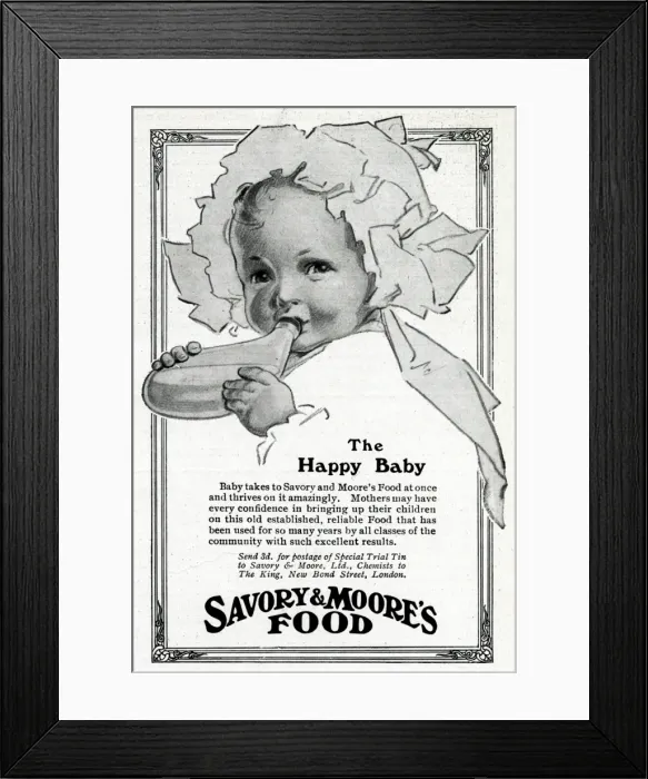 Framed Print : Advertisement for Savory & Moores Food Framed Print : Advertisement for Savory & Moores Food