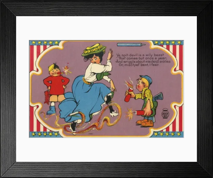 Framed Print : American 4th of July themed postcard Framed Print : American 4th of July themed postcard