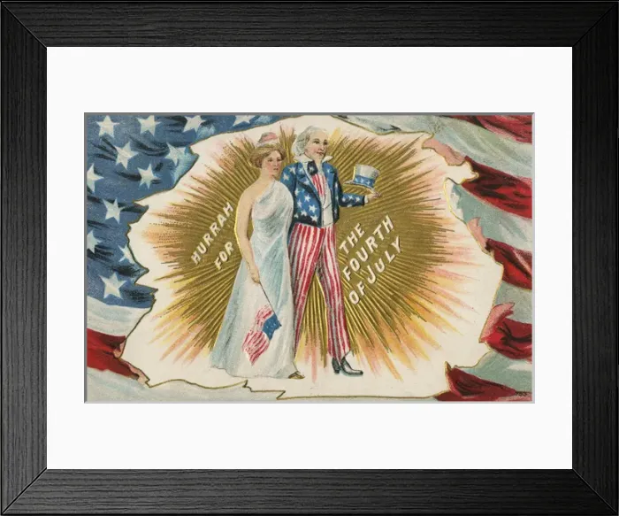 Framed Print : American 4th of July themed postcard Framed Print : American 4th of July themed postcard