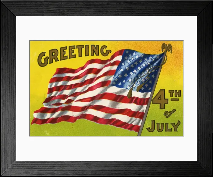 Framed Print : American 4th of July postcard Framed Print : American 4th of July postcard