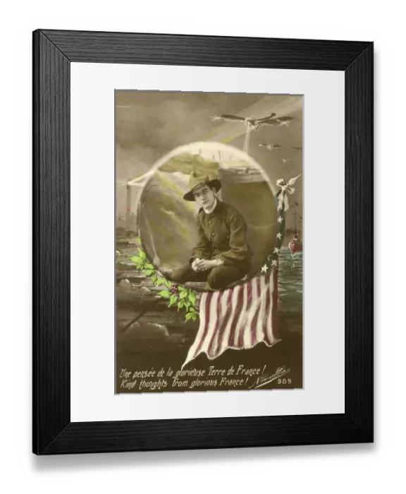 Framed Print : American First World War postcard Framed Print : American First World War postcard