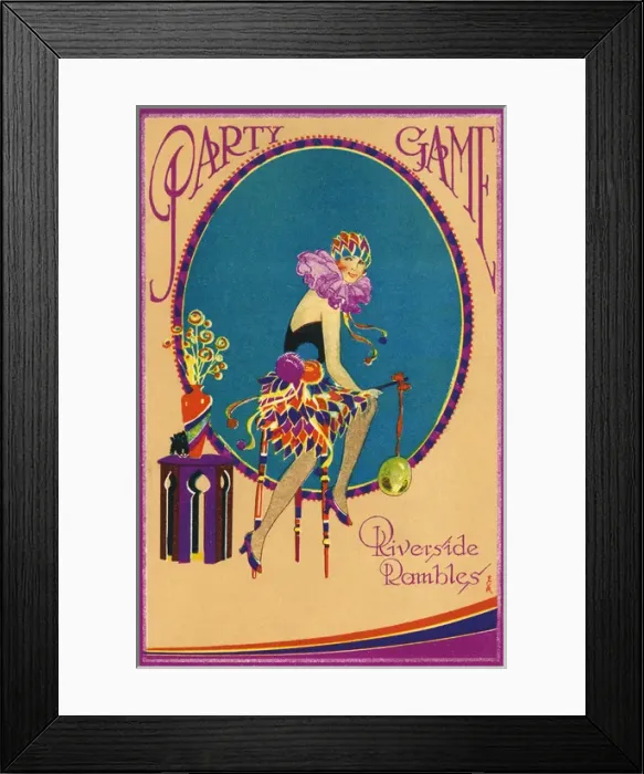 Framed Print : Art Deco party game card Framed Print : Art Deco party game card