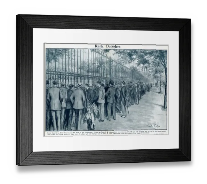 Framed Print : Lunchtime scene on the Embankment, London, WW1 Framed Print : Lunchtime scene on the Embankment, London, WW1