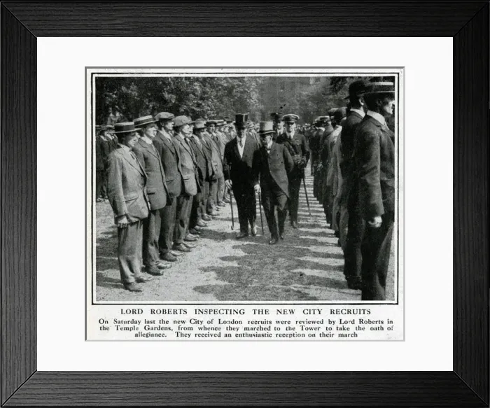 Framed Print : Lord Roberts inspecting City of London recruits, WW1 Framed Print : Lord Roberts inspecting City of London recruits, WW1