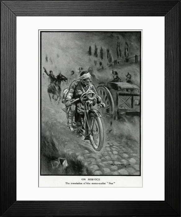 Framed Print : Motor cyclist on the Western Front, WW1 Framed Print : Motor cyclist on the Western Front, WW1