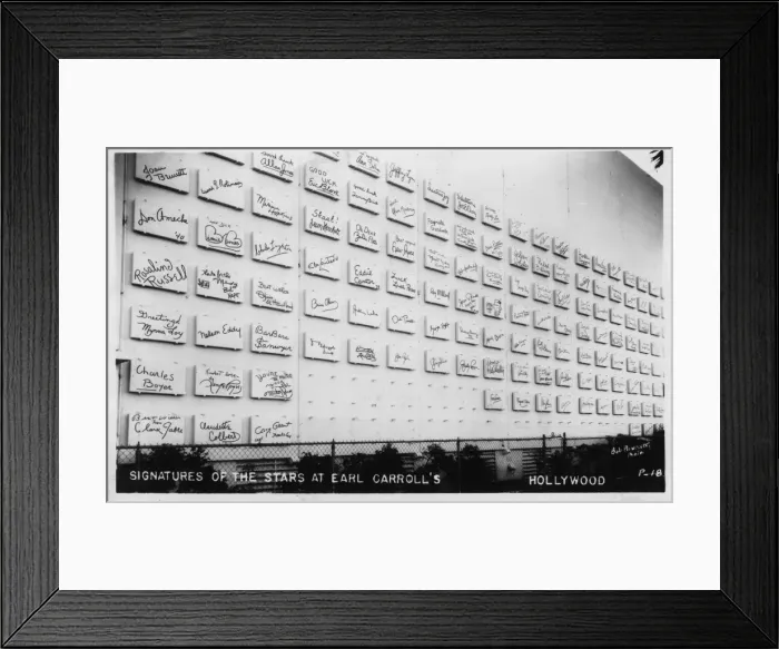 Framed Print : Earl Carrolls Theatre Restaurant, Hollywood - Signatures Framed Print : Earl Carrolls Theatre Restaurant, Hollywood - Signatures