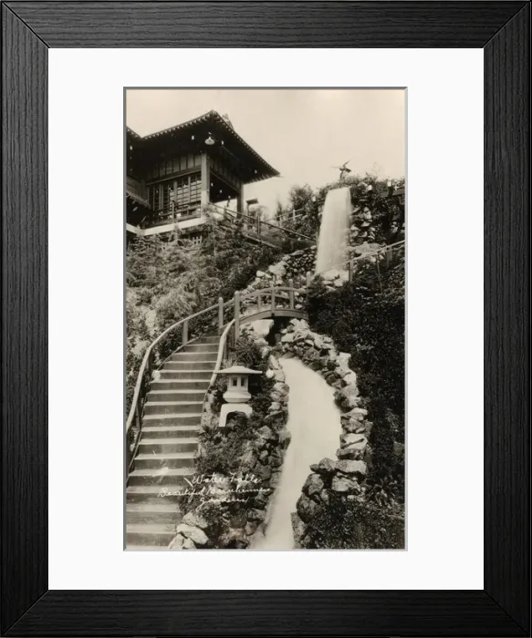 Framed Print : Water Falls - Japanese Garden - Bernheimer Hill Framed Print : Water Falls - Japanese Garden - Bernheimer Hill