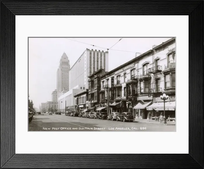 Framed Print : New Post Office and Old Main Street, Los Angeles, USA Framed Print : New Post Office and Old Main Street, Los Angeles, USA