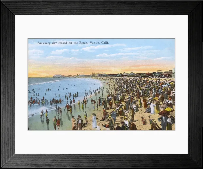 Framed Print : Crowded beach at Venice, California, USA Framed Print : Crowded beach at Venice, California, USA