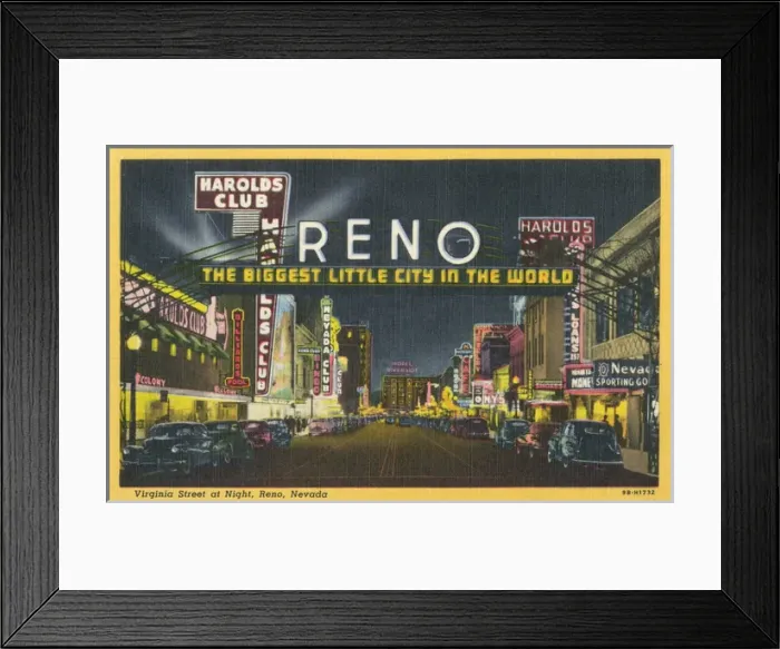 Framed Print : Virginia Street at night, Reno, Nevada, USA Framed Print : Virginia Street at night, Reno, Nevada, USA