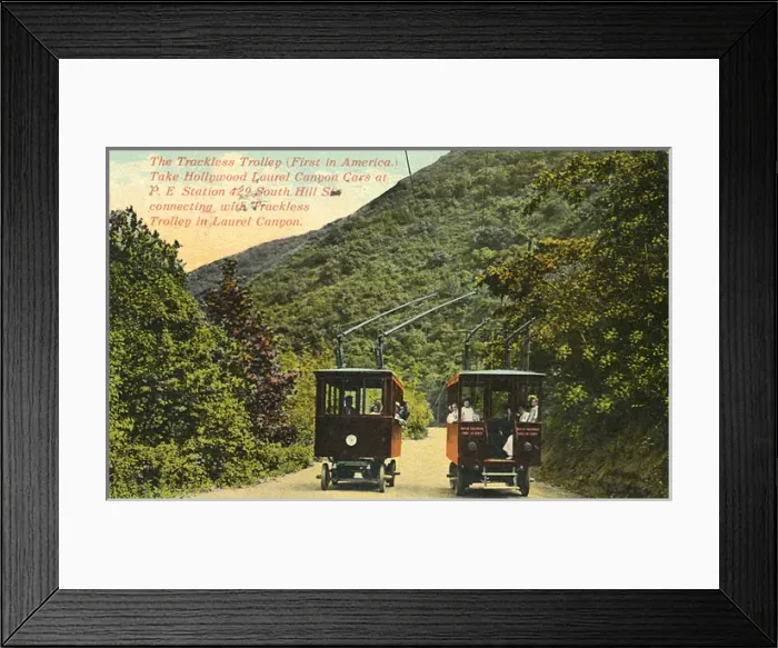 Framed Print : Trackless trolley, Laurel Canyon, California, USA Framed Print : Trackless trolley, Laurel Canyon, California, USA