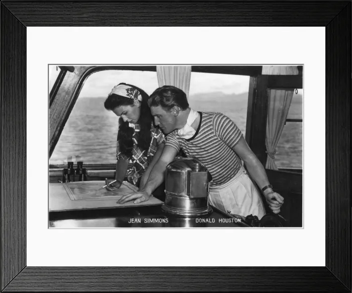 Framed Print : Jean Simmons and Donald Houston on location Framed Print : Jean Simmons and Donald Houston on location