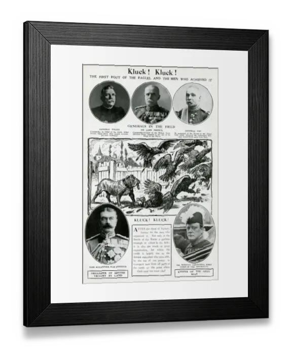 Framed Print : Cartoon and portraits, Kluck! Kluck!, WW1 Framed Print : Cartoon and portraits, Kluck! Kluck!, WW1