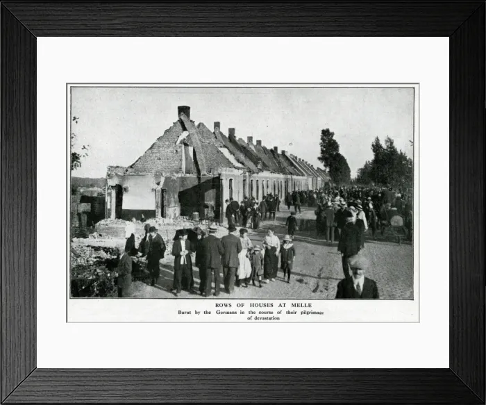 Framed Print : Ruined houses at Melle, Belgium, WW1 Framed Print : Ruined houses at Melle, Belgium, WW1