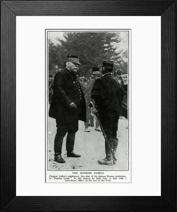 Framed Print : General Joffre chatting with an officer, WW1 Framed Print : General Joffre chatting with an officer, WW1