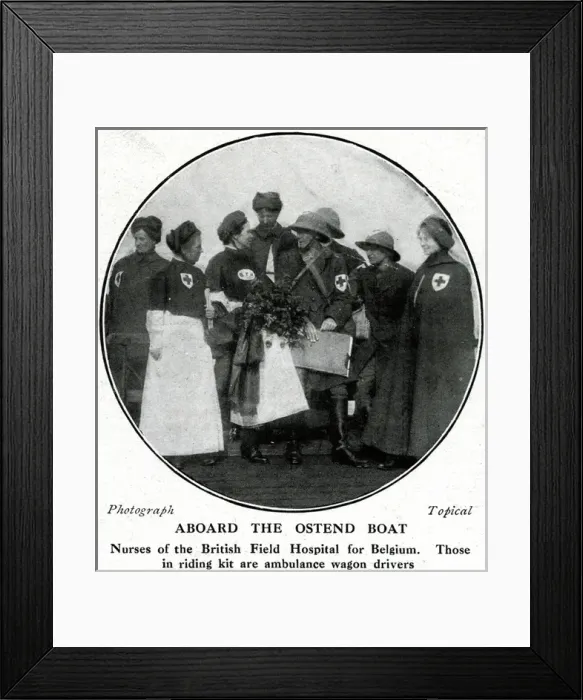 Framed Print : Nurses on board boat for Belgium, WW1 Framed Print : Nurses on board boat for Belgium, WW1