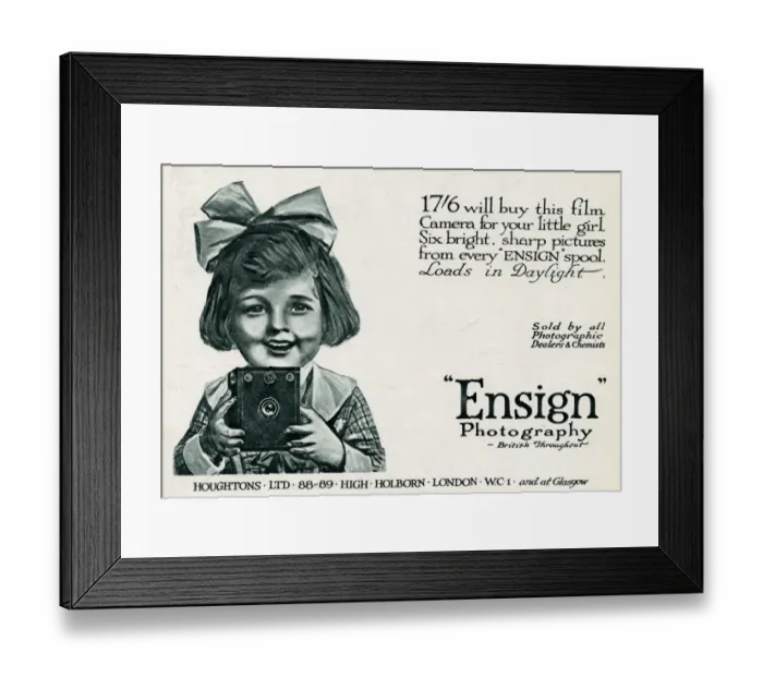 Framed Print : Advert for Ensign camera 1919 Framed Print : Advert for Ensign camera 1919