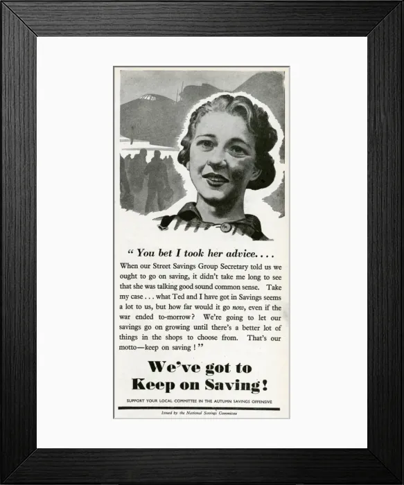 Framed Print : Advert for National Savings Committee 1944 Framed Print : Advert for National Savings Committee 1944