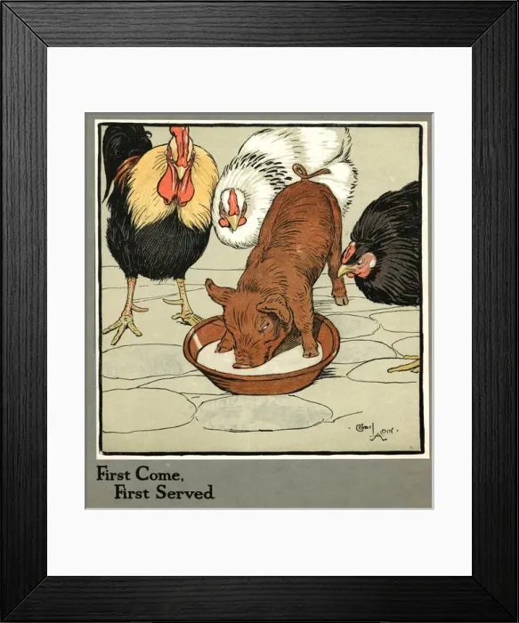 Framed Print : Hungry Peter as a piglet stealing poultry food Framed Print : Hungry Peter as a piglet stealing poultry food
