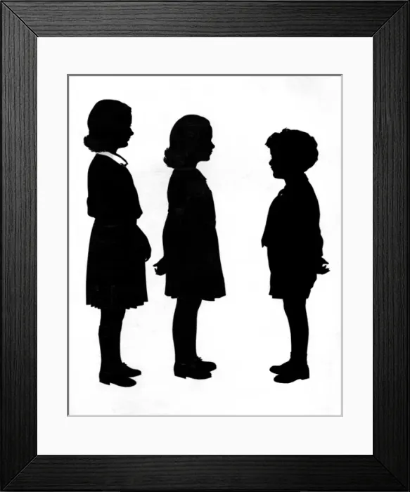 Framed Print : Silhouette of three children Framed Print : Silhouette of three children