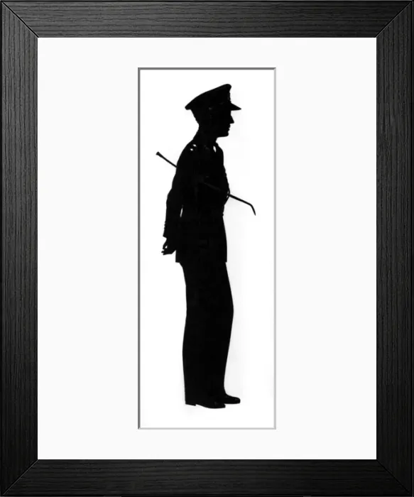 Framed Print : Wartime silhouette, man in uniform Framed Print : Wartime silhouette, man in uniform