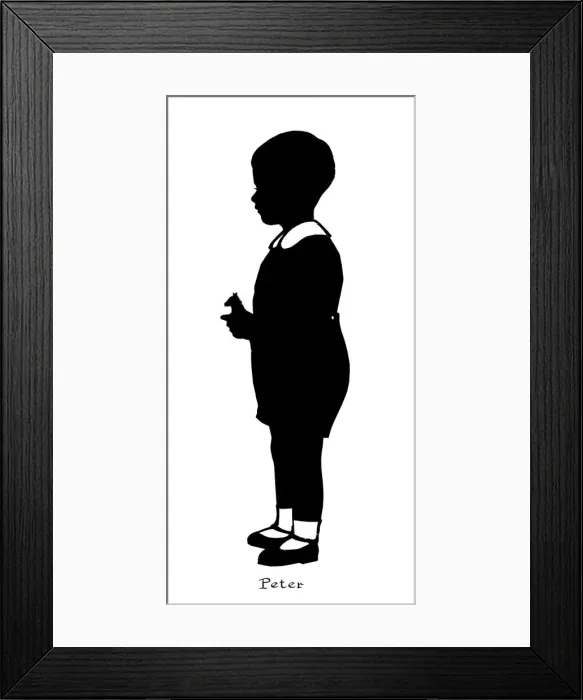 Framed Print : Silhouette of boy with toy horse Framed Print : Silhouette of boy with toy horse