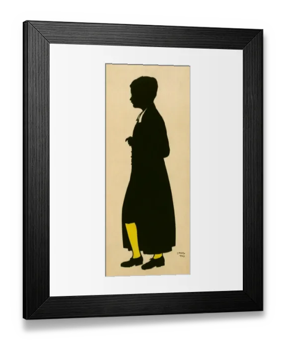 Framed Print : Coloured silhouette of a boy in school uniform Framed Print : Coloured silhouette of a boy in school uniform