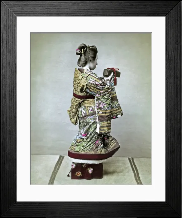 Framed Print : Woman with gift, Japan Framed Print : Woman with gift, Japan