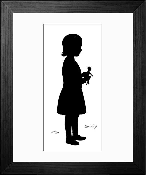 Framed Print : Silhouette of girl with flower Framed Print : Silhouette of girl with flower