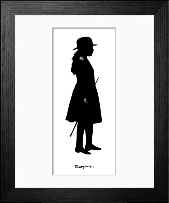 Framed Print : Silhouette of girl in riding costume Framed Print : Silhouette of girl in riding costume