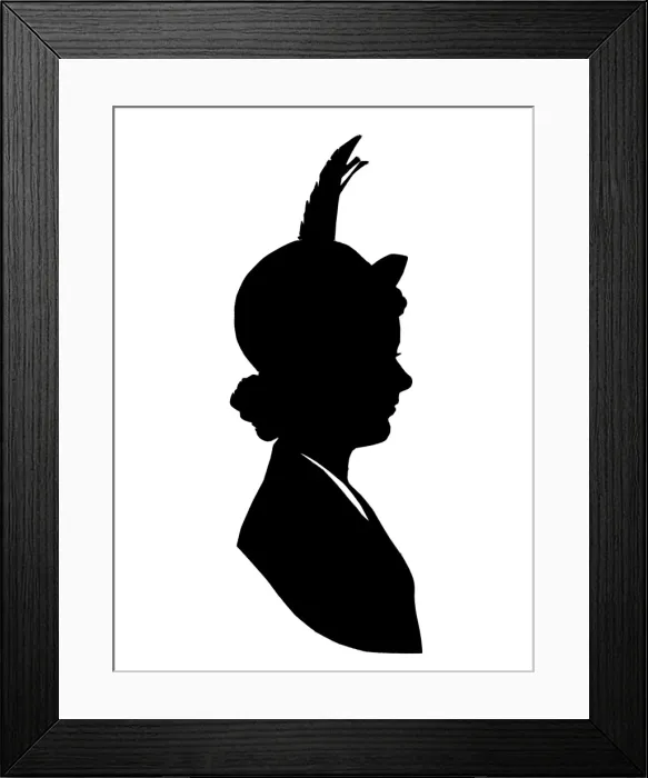 Framed Print : Silhouette portrait of a woman in a hat Framed Print : Silhouette portrait of a woman in a hat