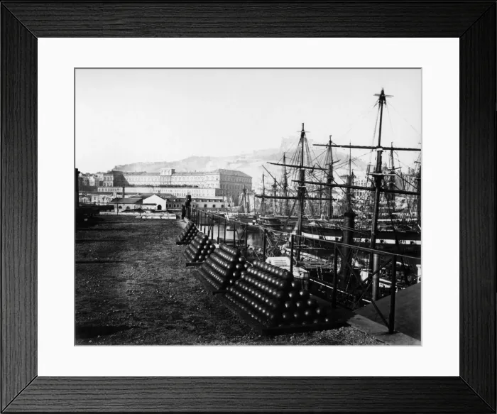 Framed Print : The Arsenal and warships, Naples, Italy Framed Print : The Arsenal and warships, Naples, Italy
